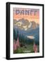 Banff, Canada - Bear and Spring Flowers-Lantern Press-Framed Premium Giclee Print