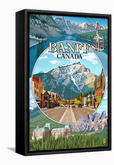 Banff, Canada - Montage-Lantern Press-Framed Stretched Canvas