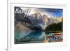 Banff, Canada - Moraine Lake Canoes-Lantern Press-Framed Premium Giclee Print