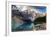 Banff, Canada - Moraine Lake Canoes-Lantern Press-Framed Art Print