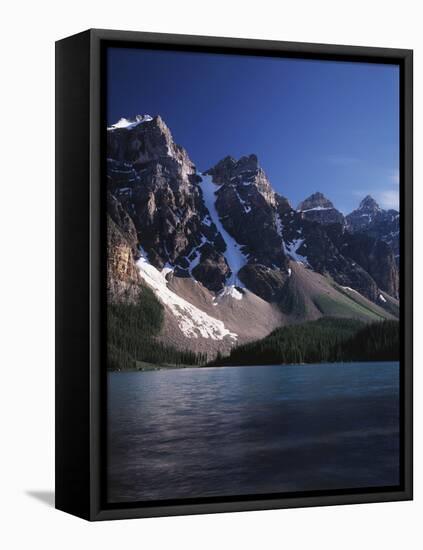 Banff National Park, Mountain Peaks and the Glacial Water of Moraine Lake-Christopher Talbot Frank-Framed Stretched Canvas