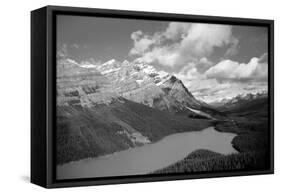 Banff Peyto Lake in Canadian Rockies Black White Photo Print Poster-null-Framed Stretched Canvas