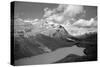 Banff Peyto Lake in Canadian Rockies Black White Photo Print Poster-null-Stretched Canvas