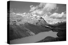 Banff Peyto Lake in Canadian Rockies Black White Photo Print Poster-null-Stretched Canvas