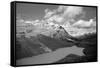 Banff Peyto Lake in Canadian Rockies Black White Photo Print Poster-null-Framed Stretched Canvas