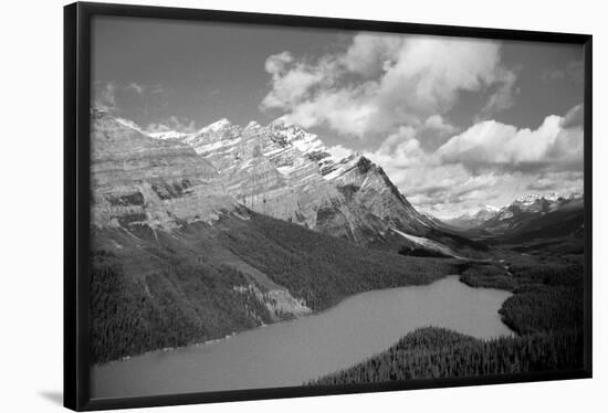 Banff Peyto Lake in Canadian Rockies Black White Photo Print Poster-null-Framed Poster