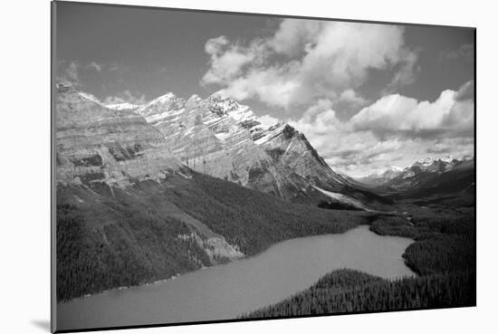 Banff Peyto Lake in Canadian Rockies Black White Photo Print Poster-null-Mounted Poster