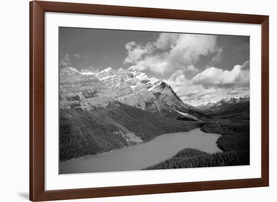 Banff Peyto Lake in Canadian Rockies Black White-null-Framed Photo