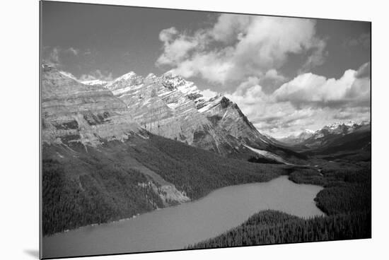 Banff Peyto Lake in Canadian Rockies Black White-null-Mounted Photo