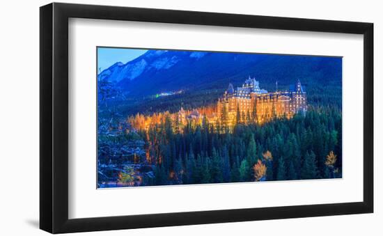 Banff Springs Hotel at night-null-Framed Art Print