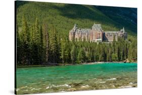 Banff Springs Hotel by Bow River in Banff National Park, Alberta, Canada-null-Stretched Canvas