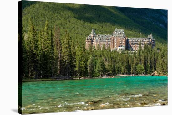 Banff Springs Hotel by Bow River in Banff National Park, Alberta, Canada-null-Stretched Canvas