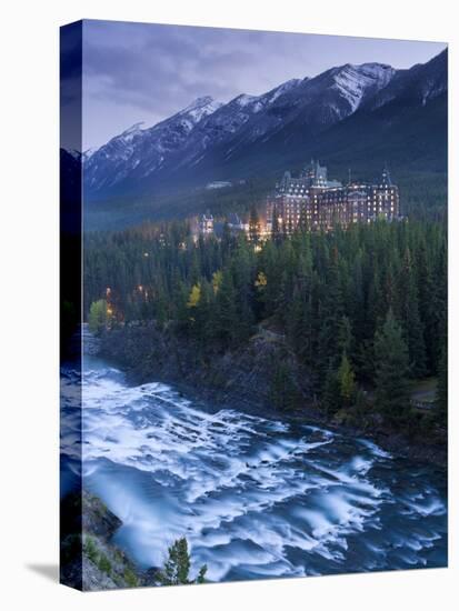 Banff Springs Hotel from Surprise Point and Bow River, Banff National Park, Alberta, Canada-Gavin Hellier-Stretched Canvas