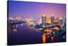 Bangkok City Scape at Nighttime-tomgigabite-Stretched Canvas