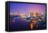 Bangkok City Scape at Nighttime-tomgigabite-Framed Stretched Canvas