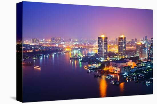 Bangkok City Scape at Nighttime-tomgigabite-Stretched Canvas