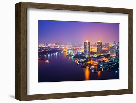 Bangkok City Scape at Nighttime-tomgigabite-Framed Photographic Print