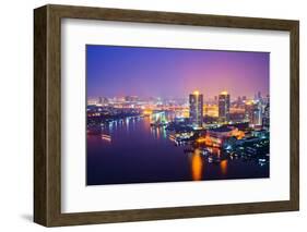 Bangkok City Scape at Nighttime-tomgigabite-Framed Photographic Print