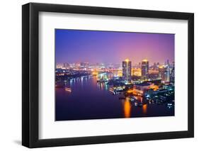 Bangkok City Scape at Nighttime-tomgigabite-Framed Photographic Print