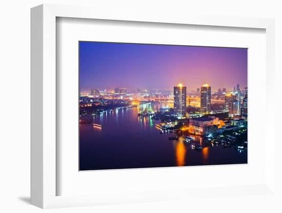 Bangkok City Scape at Nighttime-tomgigabite-Framed Photographic Print