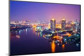 Bangkok City Scape at Nighttime-tomgigabite-Mounted Photographic Print