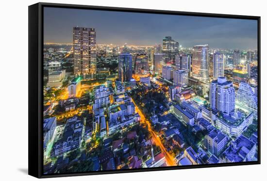 Bangkok Cityscape. Bangkok Night View in the Business District. at Dusk.-Prasit Rodphan-Framed Stretched Canvas