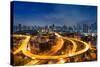 Bangkok Cityscape. Bangkok Night View in the Business District.-weerasak saeku-Stretched Canvas