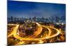 Bangkok Cityscape. Bangkok Night View in the Business District.-weerasak saeku-Mounted Photographic Print