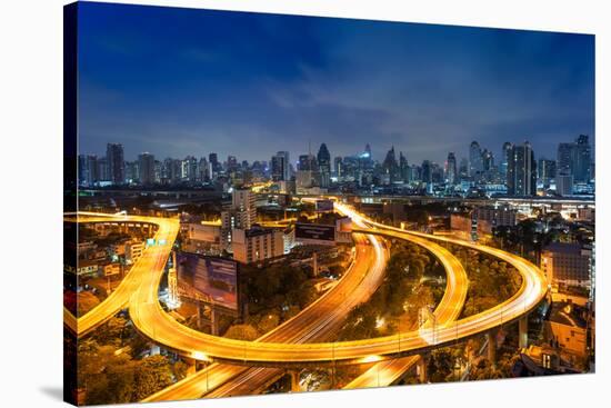 Bangkok Cityscape. Bangkok Night View in the Business District.-weerasak saeku-Stretched Canvas