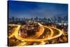 Bangkok Cityscape. Bangkok Night View in the Business District.-weerasak saeku-Stretched Canvas