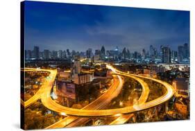 Bangkok Cityscape. Bangkok Night View in the Business District.-weerasak saeku-Stretched Canvas