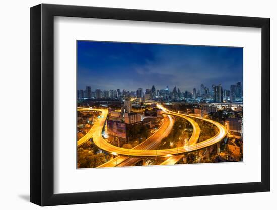 Bangkok Cityscape. Bangkok Night View in the Business District.-weerasak saeku-Framed Photographic Print