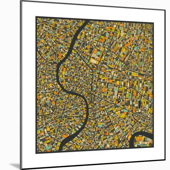 Bangkok Map-Jazzberry Blue-Mounted Print