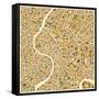 Bangkok Map-Jazzberry Blue-Framed Stretched Canvas