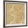 Bangkok Map-Jazzberry Blue-Framed Art Print