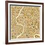 Bangkok Map-Jazzberry Blue-Framed Art Print