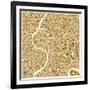 Bangkok Map-Jazzberry Blue-Framed Art Print