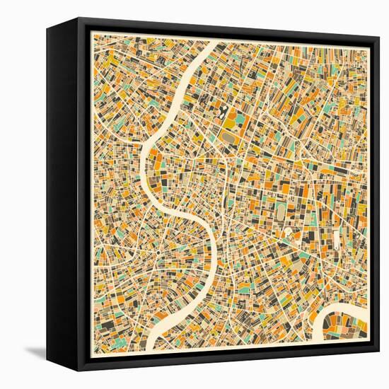 Bangkok Map-Jazzberry Blue-Framed Stretched Canvas