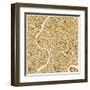 Bangkok Map-Jazzberry Blue-Framed Art Print