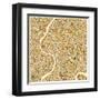 Bangkok Map-Jazzberry Blue-Framed Art Print