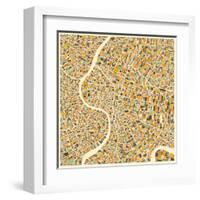 Bangkok Map-Jazzberry Blue-Framed Art Print