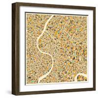 Bangkok Map-Jazzberry Blue-Framed Art Print