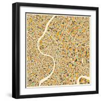 Bangkok Map-Jazzberry Blue-Framed Art Print