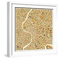 Bangkok Map-Jazzberry Blue-Framed Art Print