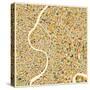 Bangkok Map-Jazzberry Blue-Stretched Canvas