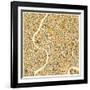 Bangkok Map-Jazzberry Blue-Framed Art Print