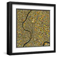 Bangkok Map-Jazzberry Blue-Framed Art Print