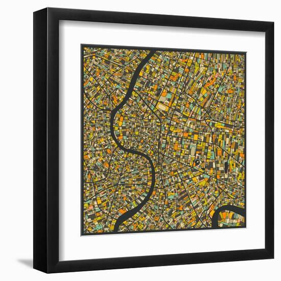 Bangkok Map-Jazzberry Blue-Framed Art Print