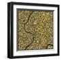 Bangkok Map-Jazzberry Blue-Framed Art Print