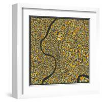 Bangkok Map-Jazzberry Blue-Framed Art Print